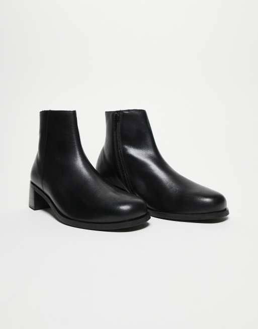 ASOS DESIGN heeled chelsea boot in black with inside zip