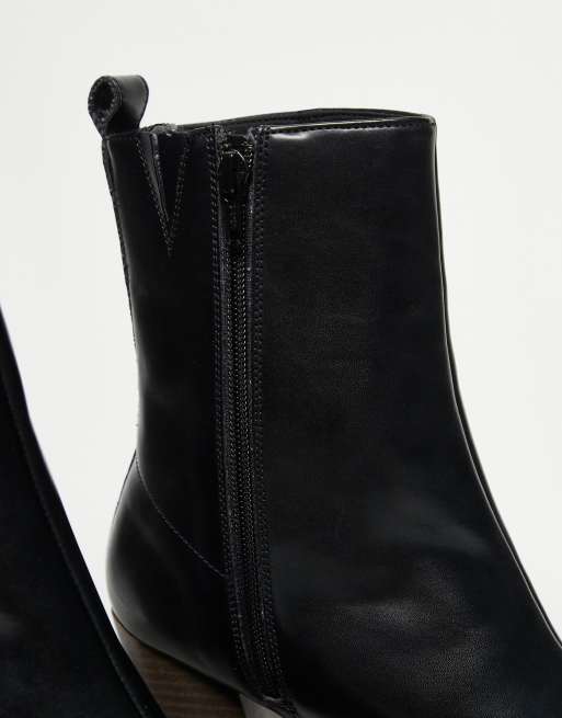 ASOS DESIGN heeled chelsea boot in black with natural sole, 2 of 3