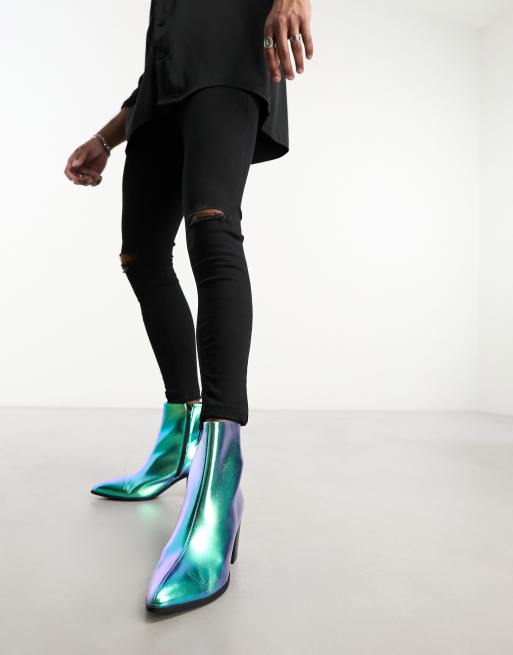 ASOS DESIGN Hourglass legging in holographic leather look in black