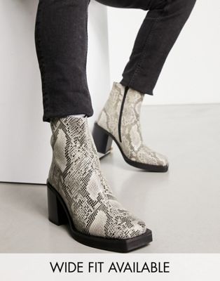 ASOS DESIGN heeled chelsea boot in faux snake print leather