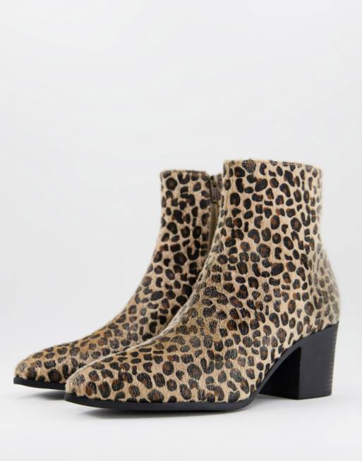 ASOS DESIGN heeled chelsea boot in leopard print faux pony hair