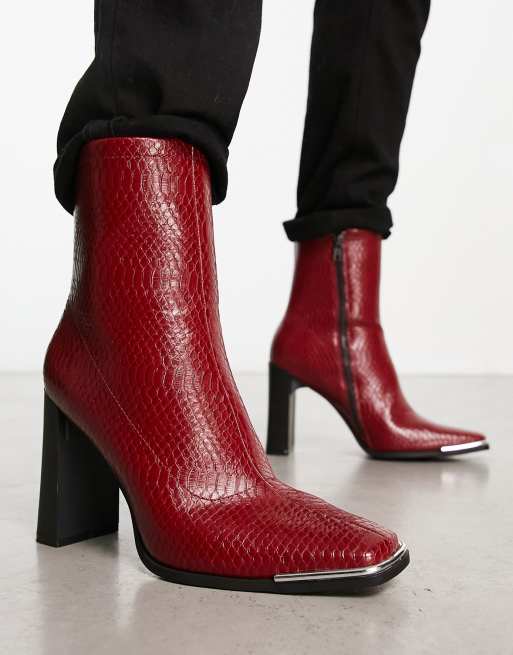 Asos red ankle boots hotsell