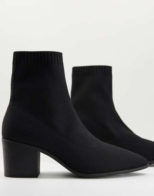 ASOS DESIGN heeled chelsea boot in ribbed black knit ASOS