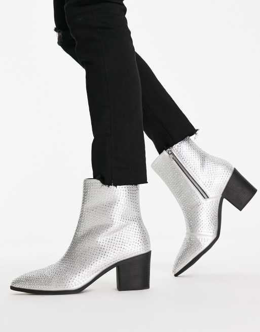 Silver diamond store boots