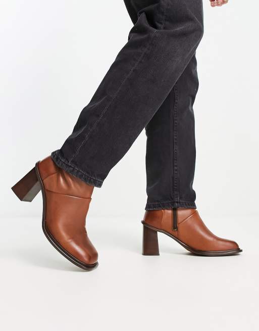 ASOS DESIGN heeled chelsea boot tan leather with natural sole | ASOS