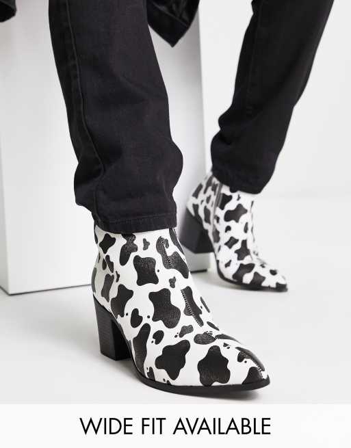 Black and white shop animal print boots