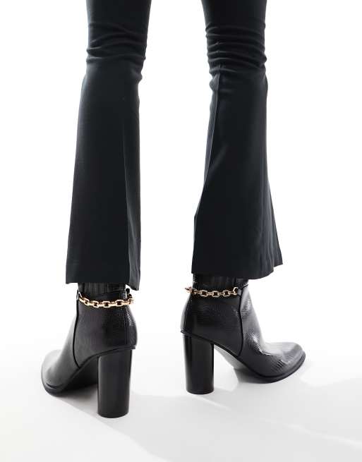 ASOS DESIGN heeled boots in black patent faux leather - ShopStyle