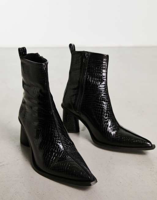 Asos black outlet patent boots