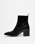 [ASOS DESIGN] ASOS DESIGN heeled chelsea boots in black patent with western detail 47 Black