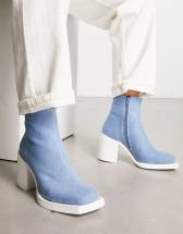 ASOS DESIGN heeled chelsea boot in blue mirror faux leather | ASOS