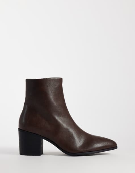 ASOS DESIGN heeled chelsea boots in brown - view 1