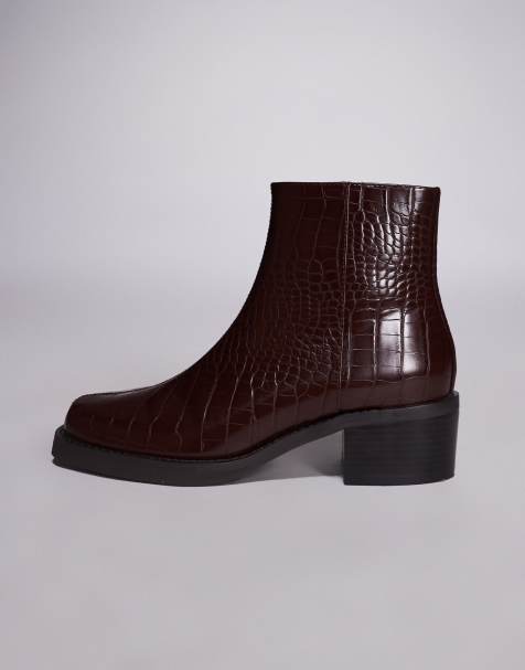 ASOS DESIGN heeled chelsea boots in faux-snake print - view 1