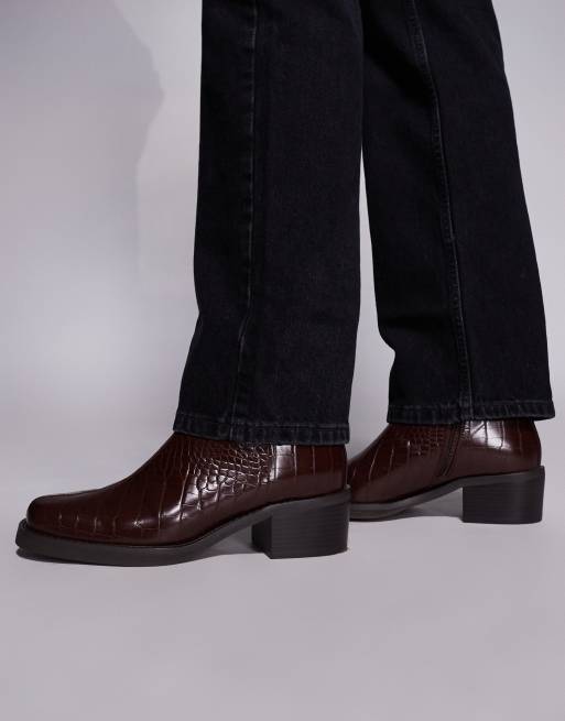ASOS DESIGN heeled chelsea boots in faux snake print, 2 of 4