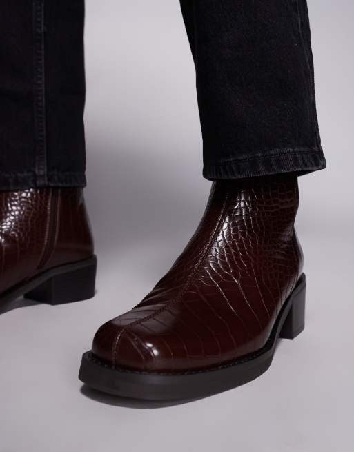ASOS DESIGN heeled chelsea boots in faux snake print, 4 of 4