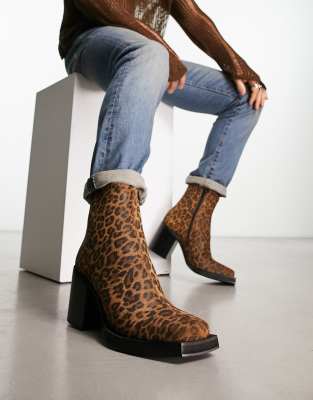 Red leopard print dress and Chelsea boots