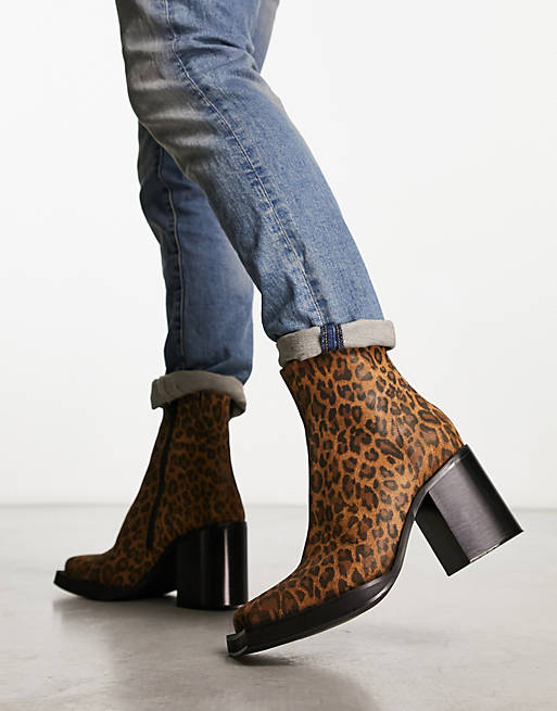 ASOS DESIGN heeled chelsea boots in leopard print