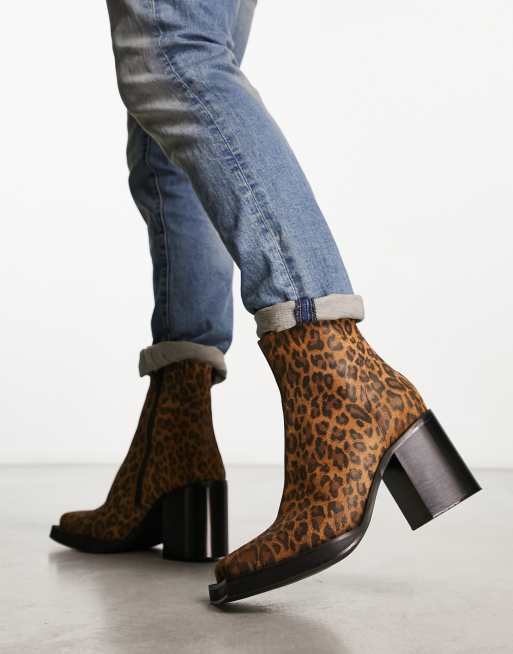 Asos design atom leather chelsea boots deals in leopard print