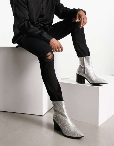 Mens shop silver boots