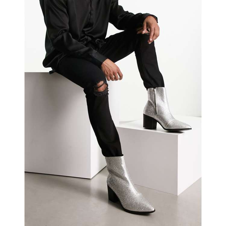 Silver chelsea boots womens sale