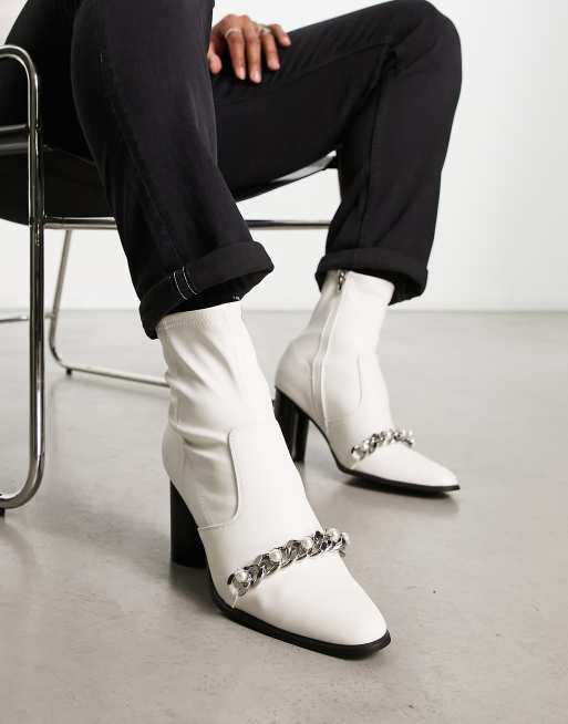 White faux 2025 leather ankle boots