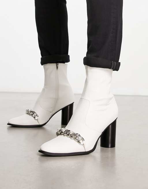 Asos white ankle outlet boots