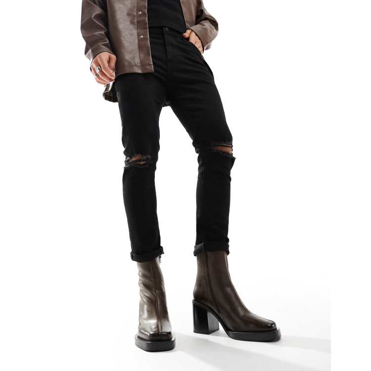 Asos mens leather boots hotsell