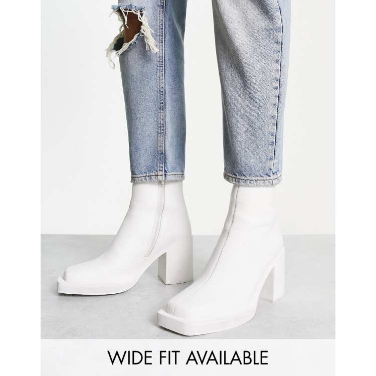 white heeled chelsea boot