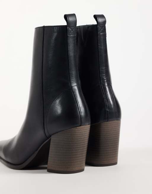 ASOS DESIGN heeled chelsea boots with natural soles in black leather, 4 of 4
