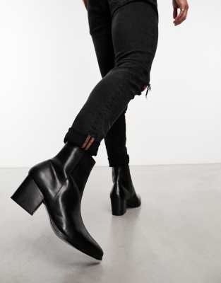 asos design reside heeled ankle chelsea boots