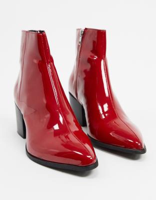 burgundy patent chelsea boots