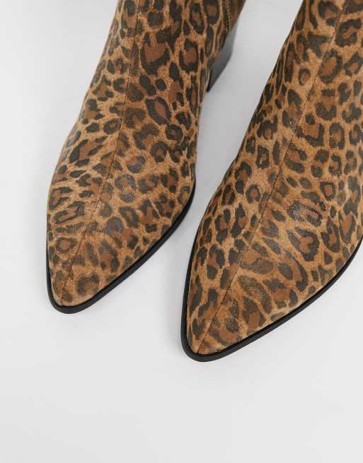 ASOS DESIGN heeled chelsea boots in leopard print