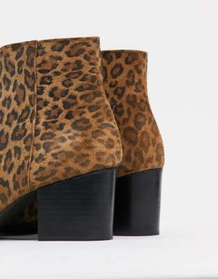 asos design atom leather chelsea boots in leopard print