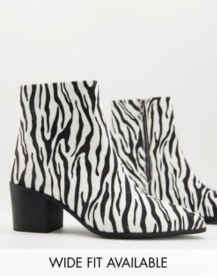 ASOS DESIGN heeled chelsea boots with pointed toe in zebra print