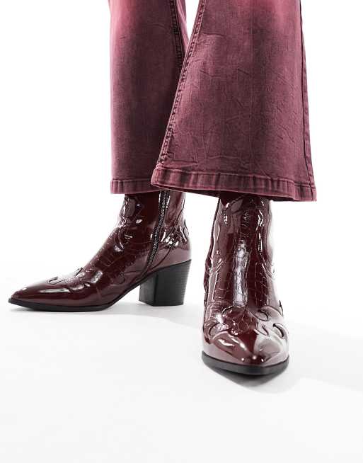 Burgundy sale leather booties