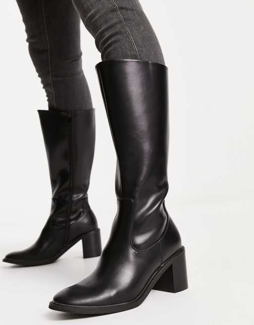 ASOS DESIGN heeled Chelsea boots in black patent faux leather