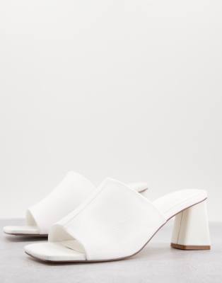 ASOS DESIGN heeled mules in white in faux leather - ASOS Price Checker