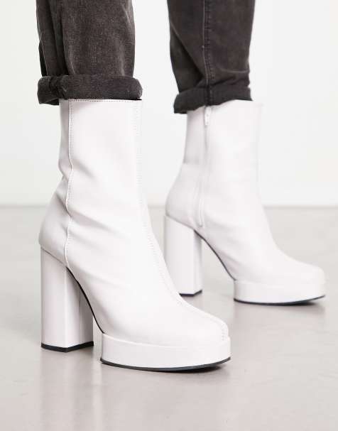 Mens white platform outlet boots