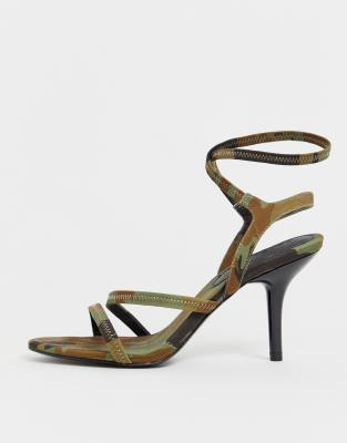 camouflage high heel sandals