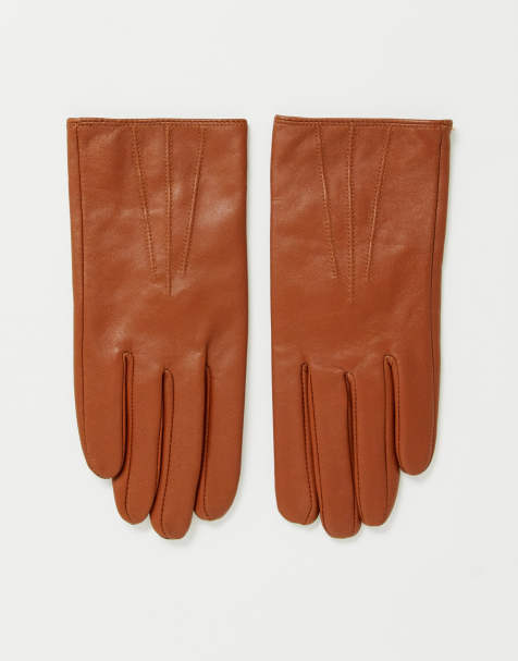 ASOS DESIGN – Hellbraune Lederhandschuhe mit Touchscreen-Funktion