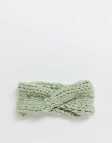 ASOS DESIGN – Hellgrünes Grobstrick-Stirnband