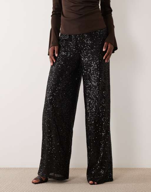 ASOS DESIGN helpaljettmönstrade vida byxor i svart, 4 av 5