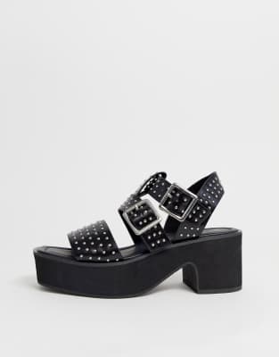 studded mid heel sandal