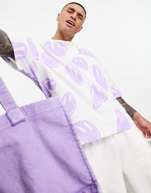 ASOS DESIGN – Helt smiley-mönstrad t-shirt i oversize