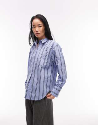 ASOS DESIGN - Hemd in Blau gestreift mit regulärer Passform