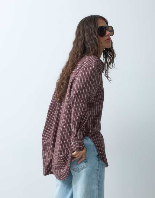 ASOS DESIGN Hemd in Mini-Karo mit nach hinten abfallendem Saum, Oversize, 5 von 9