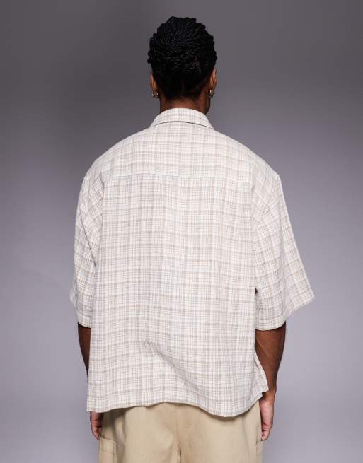 ASOS DESIGN – Hemd in Neutral mit kastigem Oversize-Schnitt und Karomuster, 5 von 5