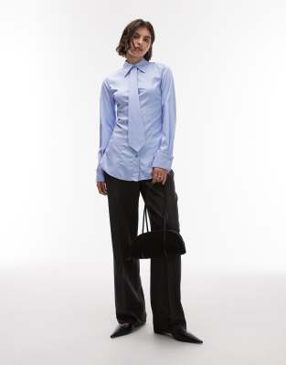 ASOS DESIGN - Hemd in Oxford-Blau mit Abnäher an der Taille
