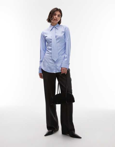 ASOS DESIGN – Hemd in Oxford-Blau mit Abnäher an der Taille - view 1