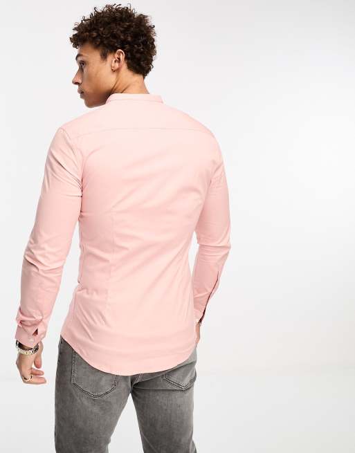 ASOS DESIGN – Hemd in Rosa mit Grandad-Kragen in enger Passform, 4 von 4