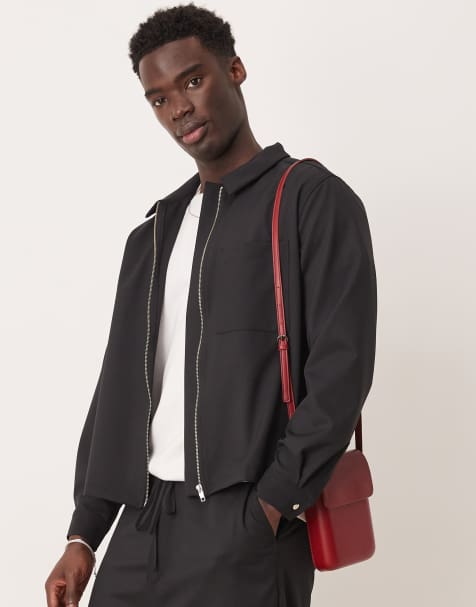 ASOS DESIGN – Hemd in Schwarz mit lockerem, kurzem Schnitt - view 1